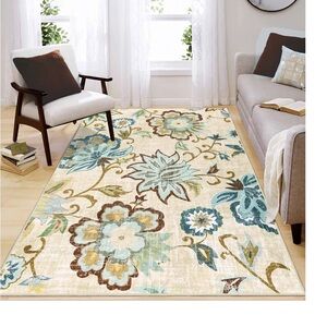 3x5 Area Rugs for Living Room: Washable Rug Stain Resistant Distressed Vintage